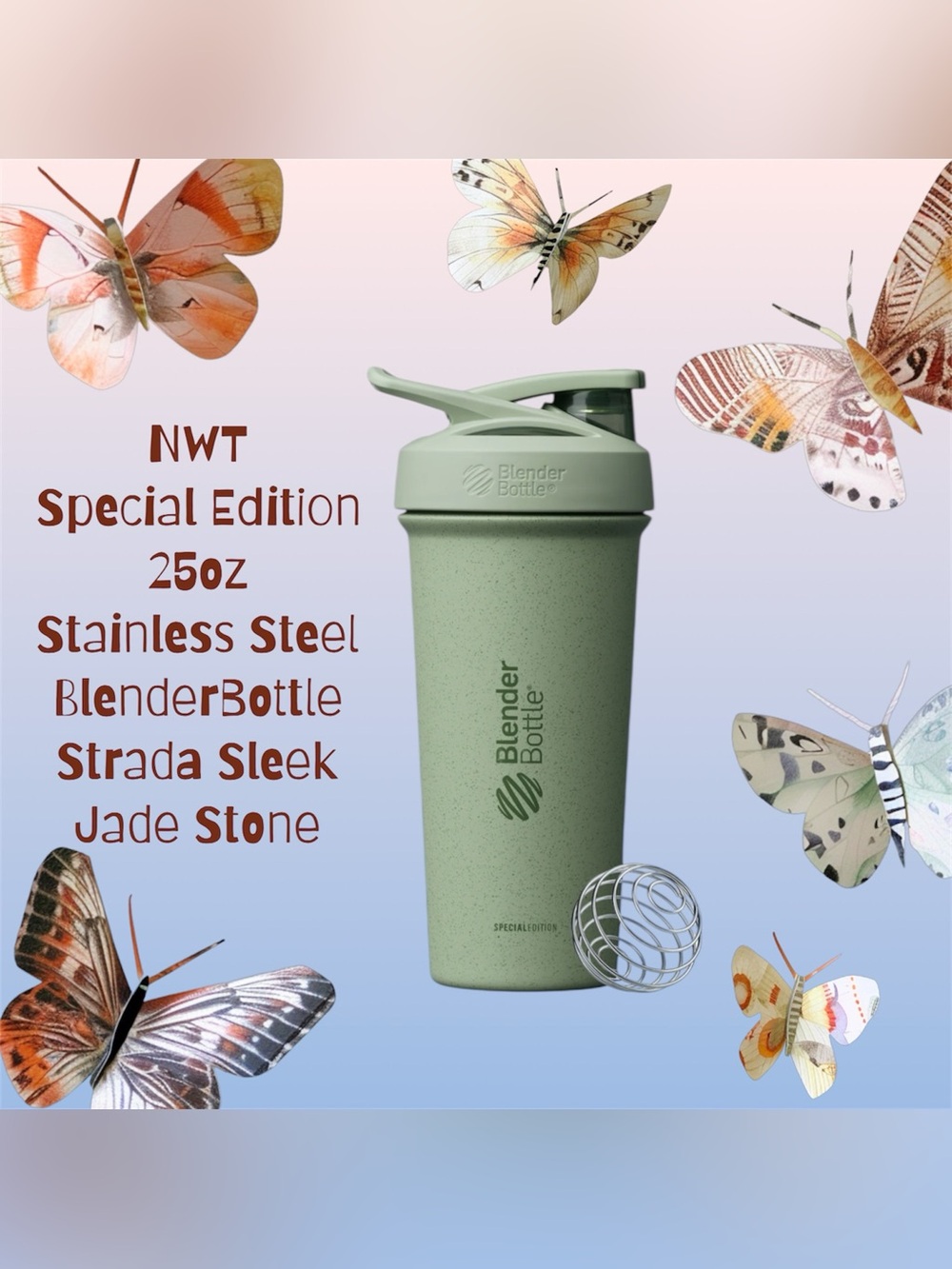 BNWT 25oz Special Edition BlenderBottle Strada Sleek Jade Stone